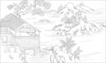 白描山水
