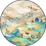 新中式圆形装饰画