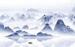 中国风最新墙画山水 TIf分层
