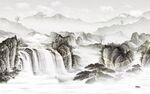 新中式最新墙画山水 TIf分层