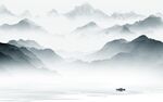 中国风最新山水墙画 tIf分层
