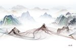 新中式客厅山水新画 tif分层