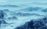 新中式山水无框新画 TIf分层