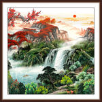 聚宝盆国画山水风景装饰画