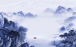 新中式简约山水背景 TIf分层