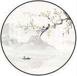 圆形山水装饰画
