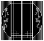 高清分层透明底白花推拉门打印图