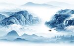新中式新款背景山水 tif分层