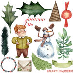 手绘水彩圣诞节日