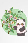节气春天熊猫矢量场景插图