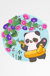 节气夏季熊猫矢量场景插图