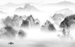 国画灰色爆款山水 tif分层