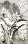 玉兰花玄关装饰画