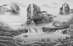 背景墙现代新品山水 Tif分层
