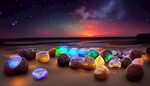海滩上发光的石头