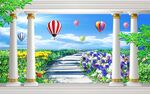 唯美3d罗马柱小路背景墙