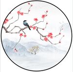 新中式水墨花鸟山水画