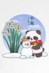  节气熊猫场景插图冬天元素 