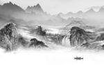 无框画灰色简约山水 Tif分层