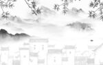 沙发 意境灰色山水 tIf分层