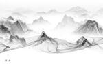 水墨意境灰色山水 tIf分层