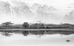 中国风高雅灰山水画 Tif分层