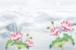 荷花莲花山水背景墙