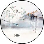 新中式圆形山水画
