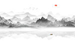 电视背景墙山水画