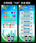 文明校园六好标准展架