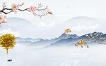 高清山水画背景墙 TIf分层