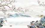 现代 山水画背景墙 TIf分层