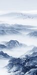 蓝色 山水玄关框画 Tif分层