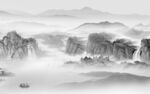 现代中式山水框画 Tif分层