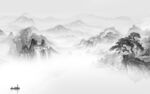 中式高雅灰山水画 Tif分层