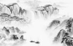 现代高雅灰山水画 Tif分层