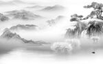 电视灰色风山水画 Tif分层