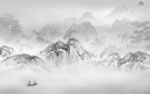 新中式灰色风山水画 Tif分层