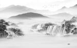 简约灰色风山水画 Tif分层