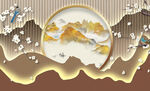 金色山水格栅海棠形象墙