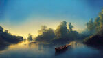 油画小河