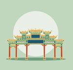 牌坊插画
