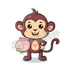 猴子与桃矢量手绘版图