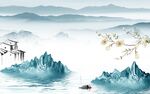 最新 客厅山水墙画 Tif分层