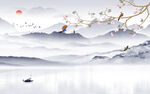 现代 客厅山水墙画 Tif分层