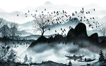 山水背景墙画