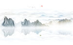 新中式山水画背景墙