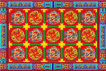 故宫雕梁画栋彩龙金龙纹吊顶
