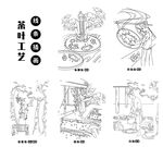 茶叶工艺线条插画