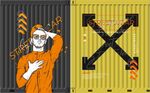 集装箱休闲服服装店背景墙壁画